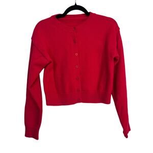 Red Button Up Crew Neck Cropped Cardigan Est Medium No Brand No Tag